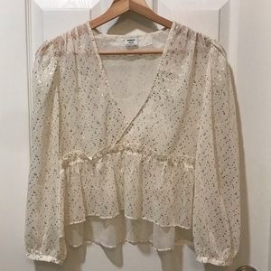 Aritzia Sunday Best sheer white cropped blouse